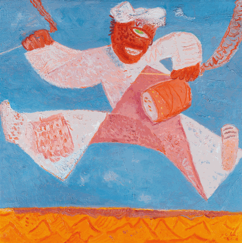 云上腰鼓（油画）100×100cm--于-来