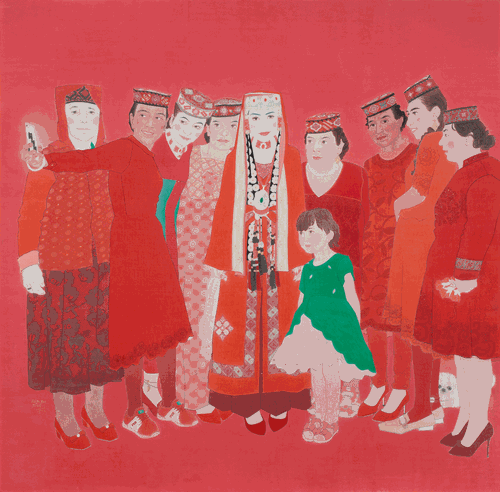 塔吉克祝福（纸本重彩）199x193cm-2019年-王海滨-参加第13届全国美展为进京作