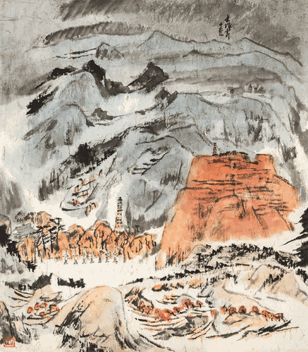 赤城霞（国画）1991年-童中焘