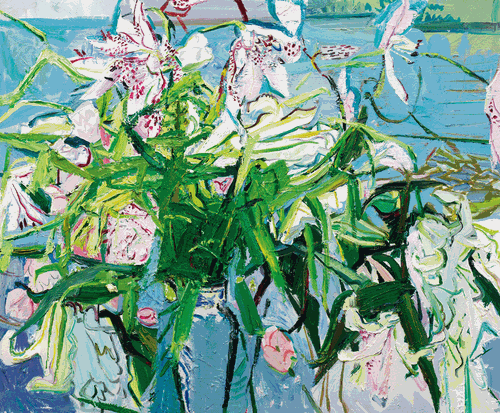 湖上的浅粉（油画）100×120cm-2023年-闫-平