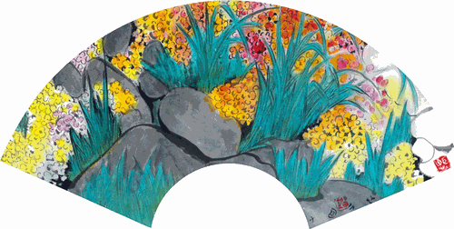 鲜花与路石（国画）24.5×68.5cm 2023年-刘巨德