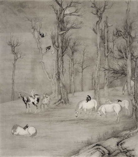 圆融—调合郎世宁（国画）230×200cm-2021年-刘万鸣