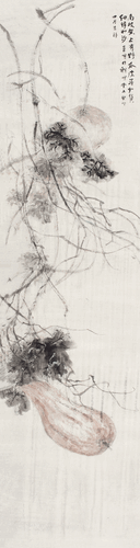野-瓜（国画）197×49.5cm-2023年-刘万鸣