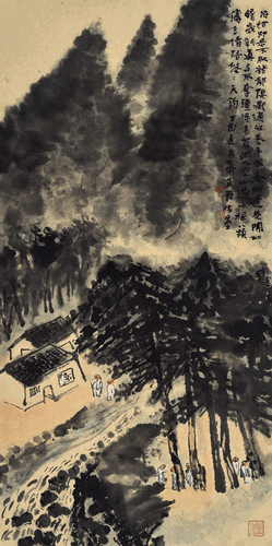 虎溪清兴（指画）67×35cm--王-丹