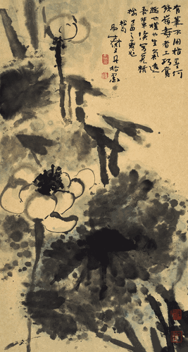 荷花图（指画）67×35cm-王-丹