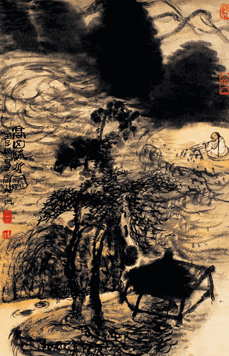 高山流水图（国画）68×46cm-王-丹