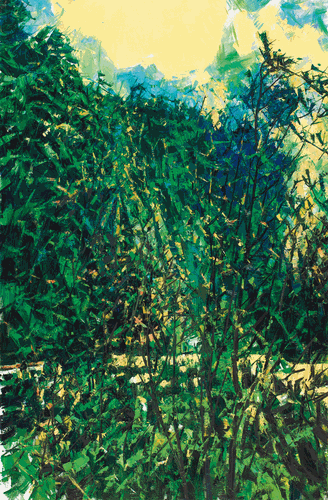 富春山旅图·山湾碧树（油画）130×90cm-2023年-许-江