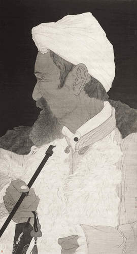 黄河边·守望（国画）220×120cm-2021年-詹-勇