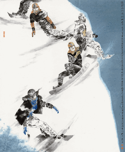 雪野大川进行曲（国画）200×240cm-2021年-孔维克