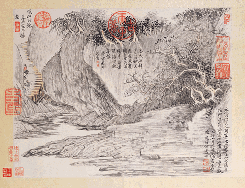 山水花鸟册·溪山行旅（国画）-恽寿平-北京故宫博物院藏