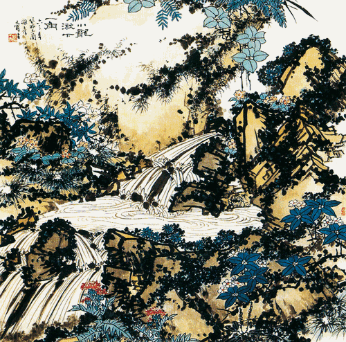 小龙湫下一角图（国画）107.8×107.5cm-1963年-潘天寿