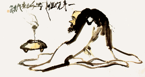 秃头僧（国画）94.8×172cm-1922年潘天寿