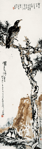 松鹰图（国画）252.8×73.2cm-1961年-潘天寿