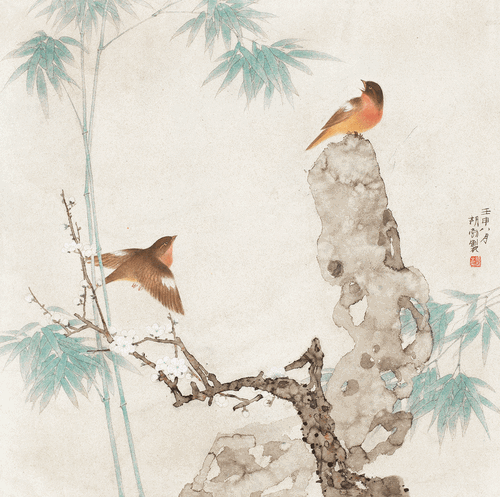 细雨轻唱（国画）66×65cm-1992年-胡-勃.2