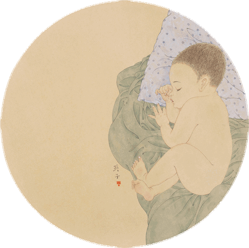 记忆之朝夕（国画）43×43cm-2020年-周玲子