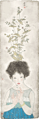 记忆之生长（国画）110×40cm-2014年-周玲子
