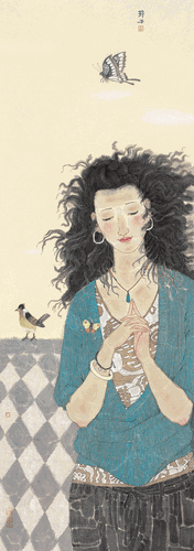 记忆之蝶（国画）110×40cm-2014年-周玲子