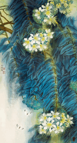 白蝴蝶-之一（国画）136×68cm-2011年-金-纳