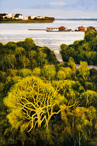 家在对岸（油画）120×80cm-2021年--王-锐