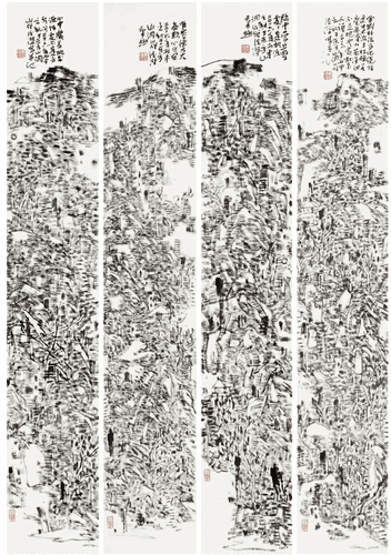 高山仰止图（国画）140×23cm×4-2016年--黄德潜