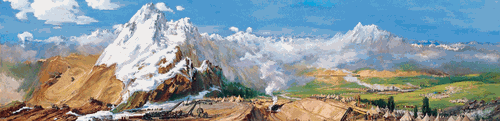 通向乌鲁木齐（油画）100×400cm-1954年-艾中信--中国美术馆藏