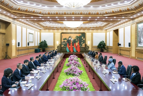 9月3日上午，国家主席习近平在北京人民大会堂会见来华出席中非合作论坛北京峰会的马拉维总统查克维拉。 新华社记者 翟健岚 摄
