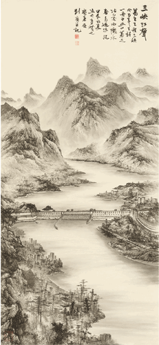 三峡江声（国画）203.5×90.5cm-2024年-刘-广