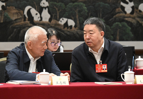 小组讨论会间隙，王志刚委员与毛万春委员在(6599846)-20250306173809