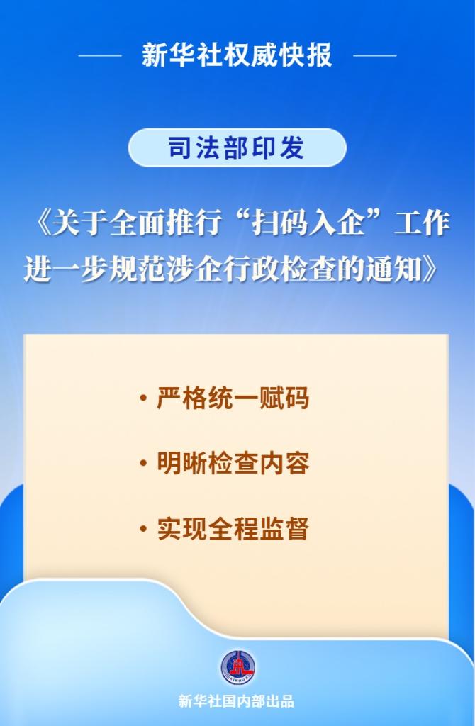 新华社权威快报丨“扫码入企”全面推行 行政检查更规范
