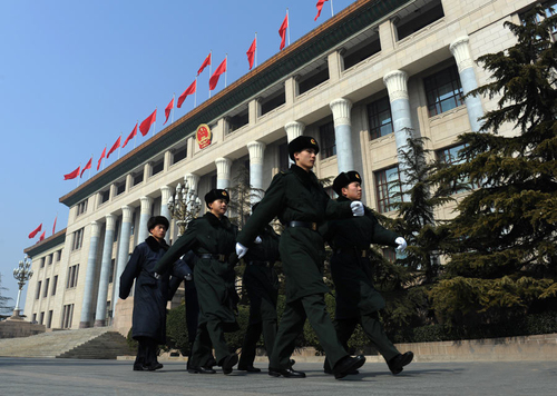 人民大会堂静待2014全国两会开幕2