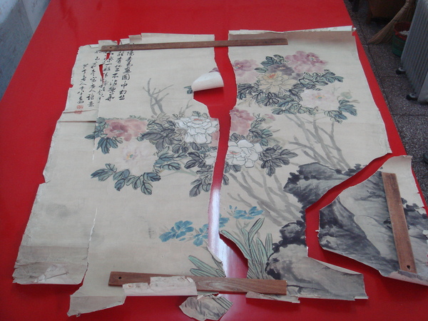 陈半丁作品装裱前