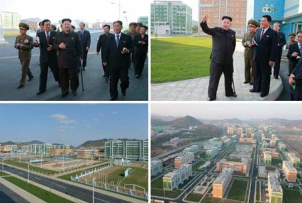报道说，金正恩详细听取了住宅区建设情况，环绕公寓楼、学校、医院等建筑视察并表示满意。他说，这些建筑引人注目，景致极佳。（来源：朝鲜劳动新闻）