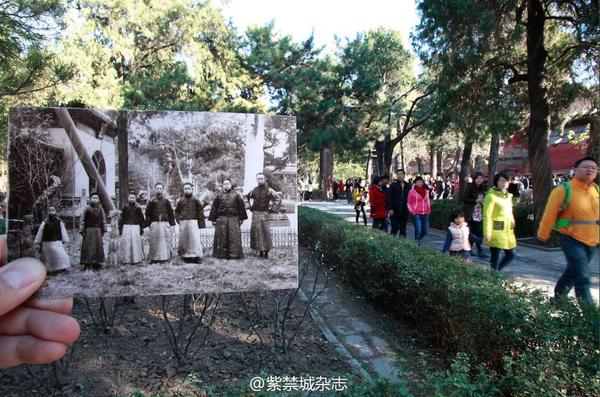 1924年，溥仪、润良、毓崇、溥杰、润麒等人在御花园。