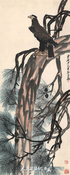 齐白石松鹰图     178X72_副本