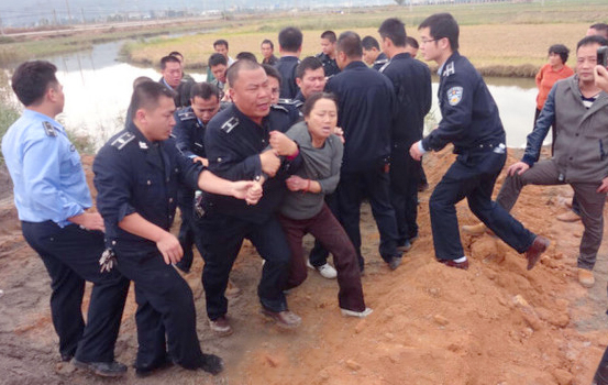 河南一镇长带多名城管强制“填河”殴打村民6