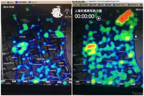上海外滩跨年热力图对比