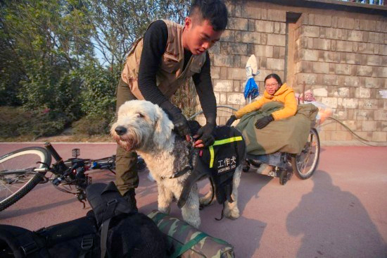 广西小伙用工作犬拉轮椅携患病女友游全国4