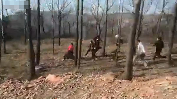 警察被十余人拖小树林暴打2