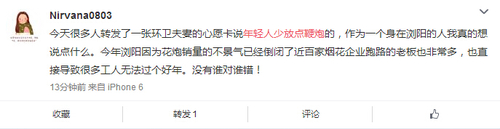 也有网友表达了不同的观点：烟花企业倒闭 许多工人无法过个好年