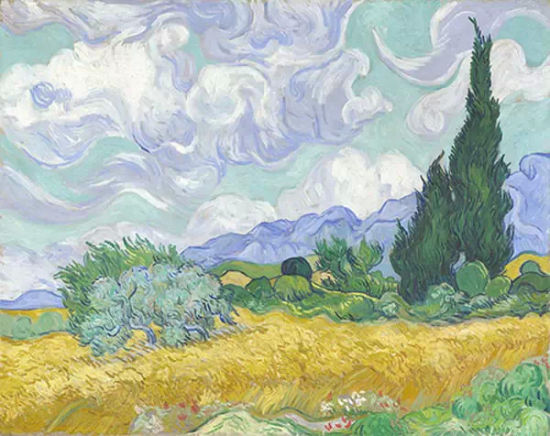 《麦田与柏树》(A Wheatfield with Cypresses,1889) 《麦田与柏树》(A Wheatfield with Cypresses,1889)