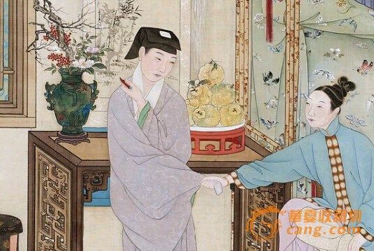 帐前大盘堆放香橼,并有一瓶岁寒清供,山茶、梅、南天竹 帐前大盘堆放香橼,并有一瓶岁寒清供,山茶、梅、南天竹