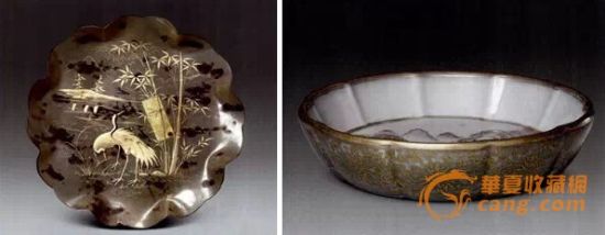 玳瑁描金香橼盘、青釉描金香橼盘 玳瑁描金香橼盘、青釉描金香橼盘