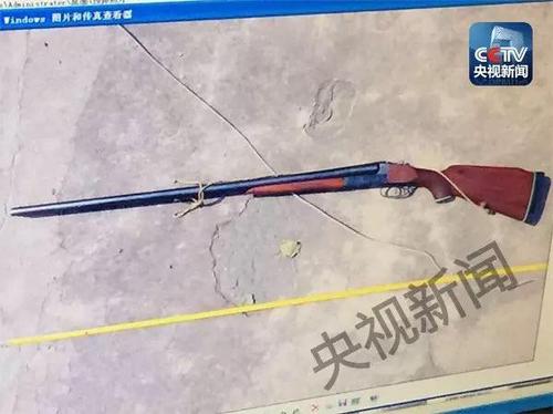 犯罪嫌疑人行凶使用的“鹰牌”双筒猎枪。