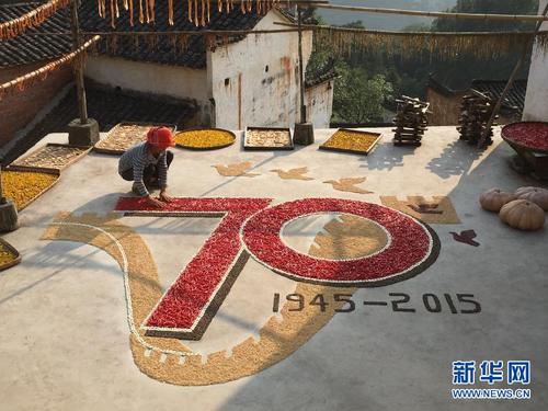 农作物纪念抗战胜利 婺源篁岭晒秋收 2
