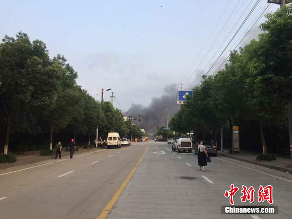 浙江丽水一化工厂爆炸起火 冒百米高黑烟3