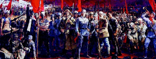 油画《血肉长城———义勇军进行曲》