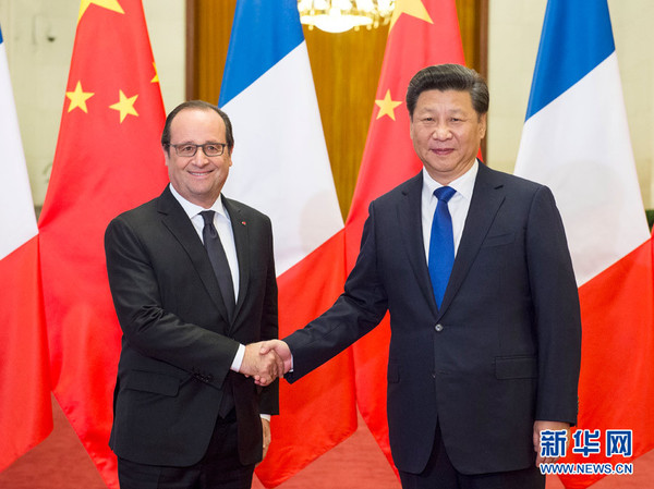 11月2日，国家主席习近平在北京人民大会堂同法国总统奥朗德举行会谈。 新华社记者李学仁摄