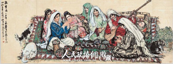 黄胄 听琴图_副本