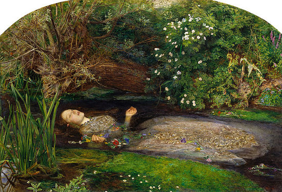 约翰·艾弗雷特·米莱，《奥菲利亚》（1851），布面油画。（来自英国泰特美术馆）