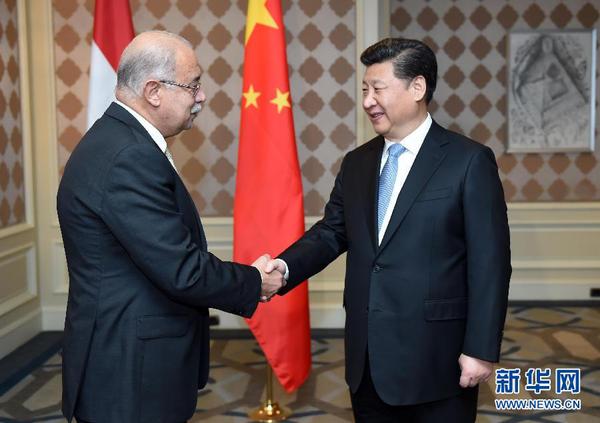 习近平会见埃及总理伊斯梅尔